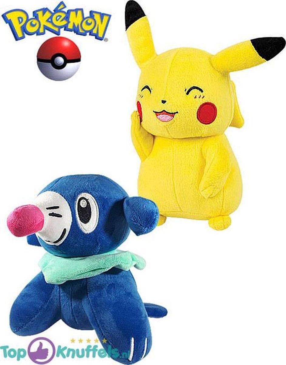 Pokemon speelgoed knuffel set Pikachu 23cm + Popplio 20cm | Pokémon Friends: Charmander Bulbasaur Eevee Charizard Squirtle Snorlax